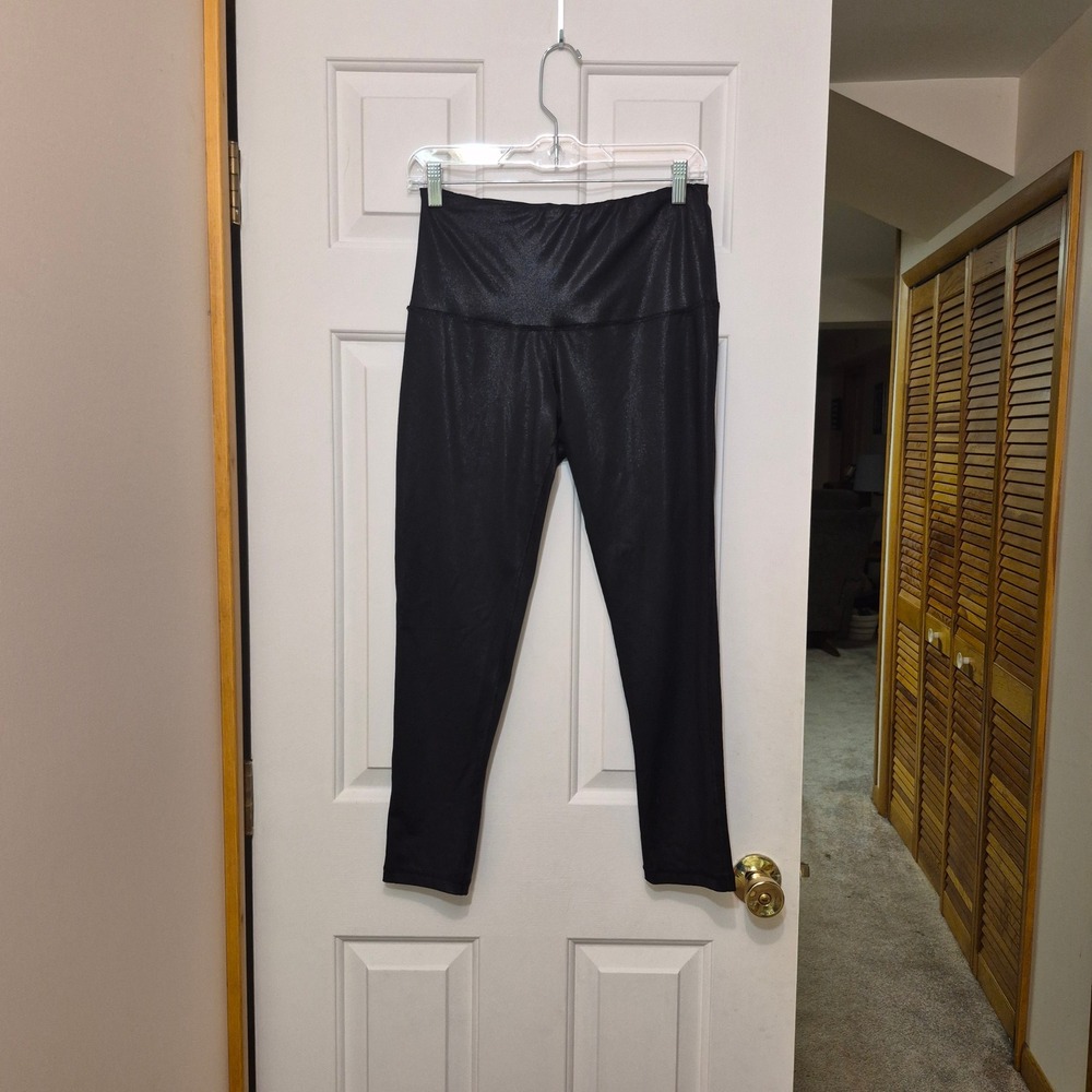 Vogo Athletica Womens Black Shimmer High Waisted Leggings Size L RN138065